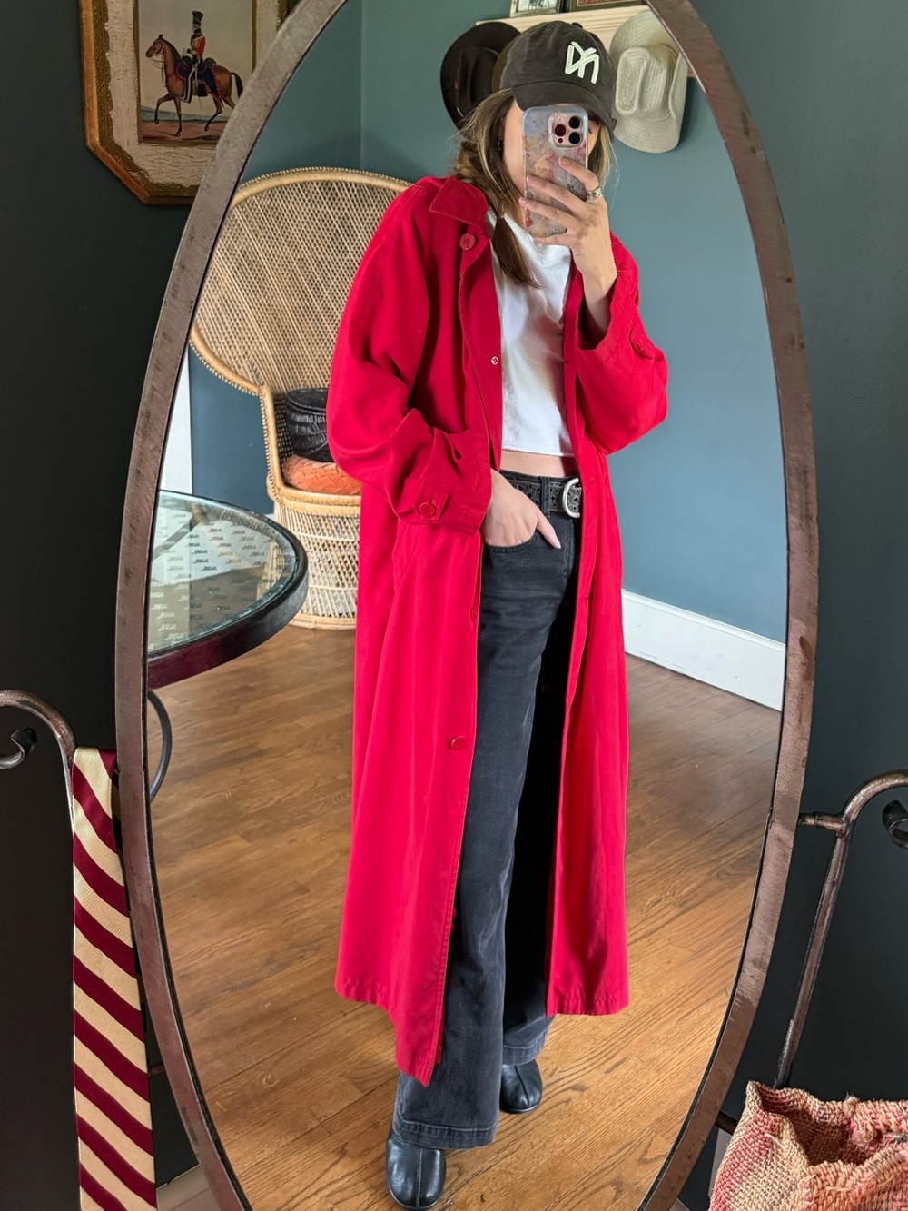 Kristen Blake long duster red trench Coat raincoat jacket sz 10 / medium - Picture 6 of 10